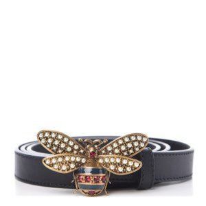 Gucci Queen Margaret Leather Belt in Black